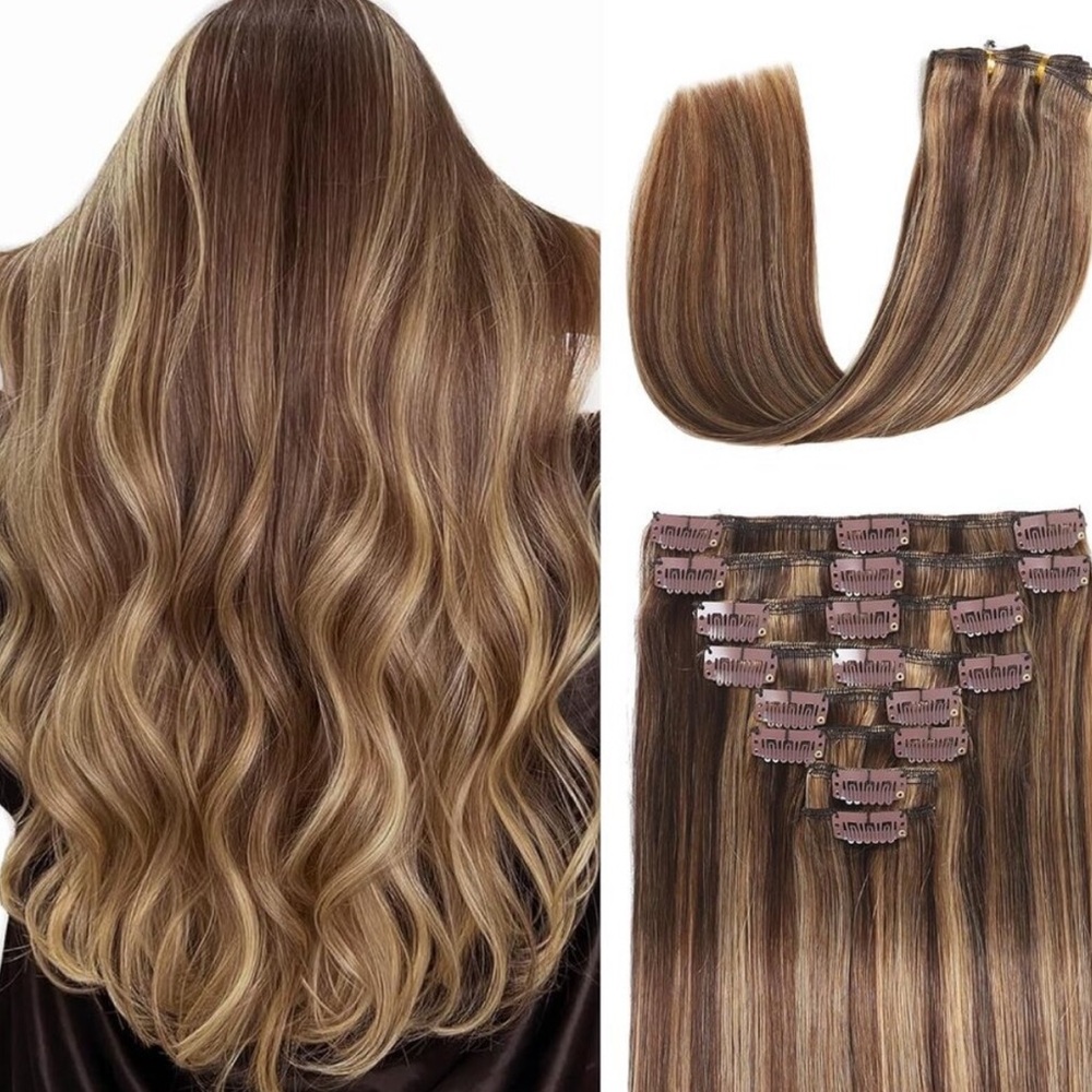 20” Clip in Hair Extensions Real Human Hair, Seamless Clip ins Real Human Hair